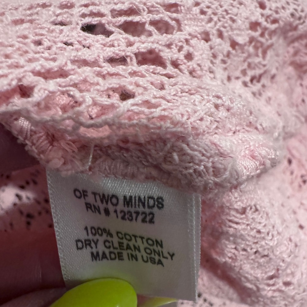 Open Knit Lace Button Down Shirt Cotton Boho Raw Hem USA Ballet Cottage Core Med - Picture 4 of 9